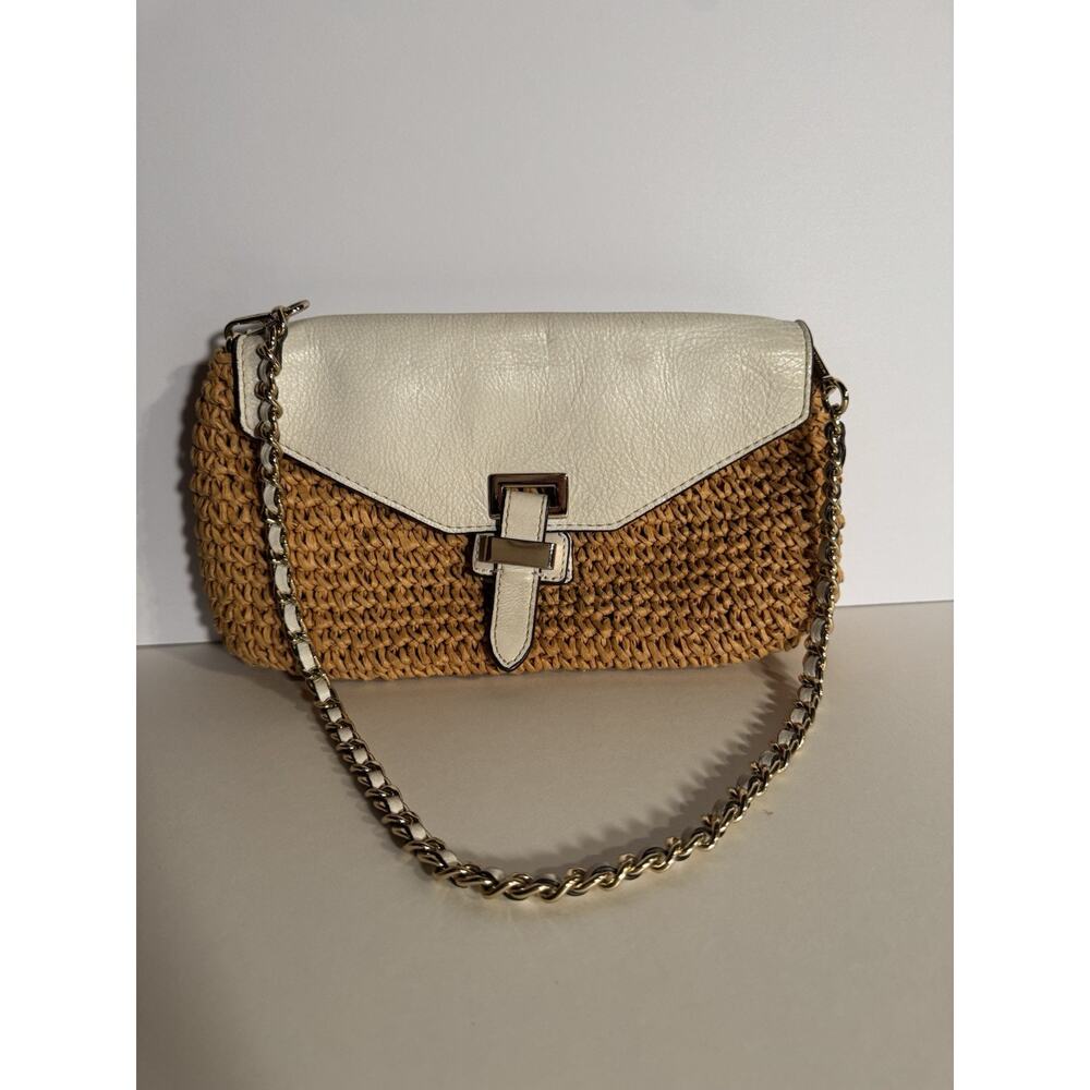 Michael Kors Naomi Straw Ivory Shoulder Bag Preowned Small